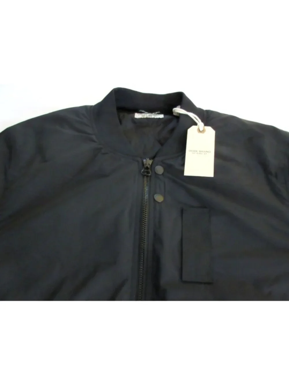 OOBE Brand Men's Full Zipper Modern Vintage Black Flight Jacket Size Medium NWT